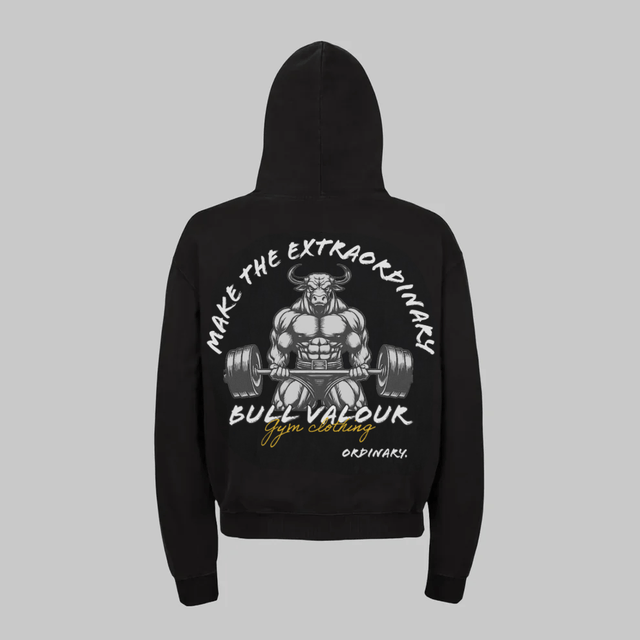 Bull Valour Signature Hoodie oversized gym hoodie UK black